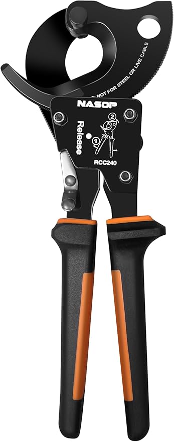 Nasop Compact Heavy Duty Ratcheting Cable Cutter for 300MCM copper 600MCM aluminum (240mm2)