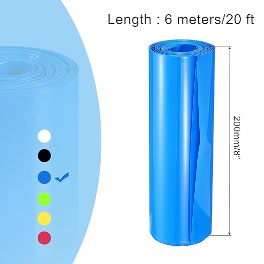 MECCANIXITY Battery Wrap PVC Heat Shrink Tubing 127mm Dia 200mm Flat 20 Feet(6meters) Blue Good Insulation for Battery Pack