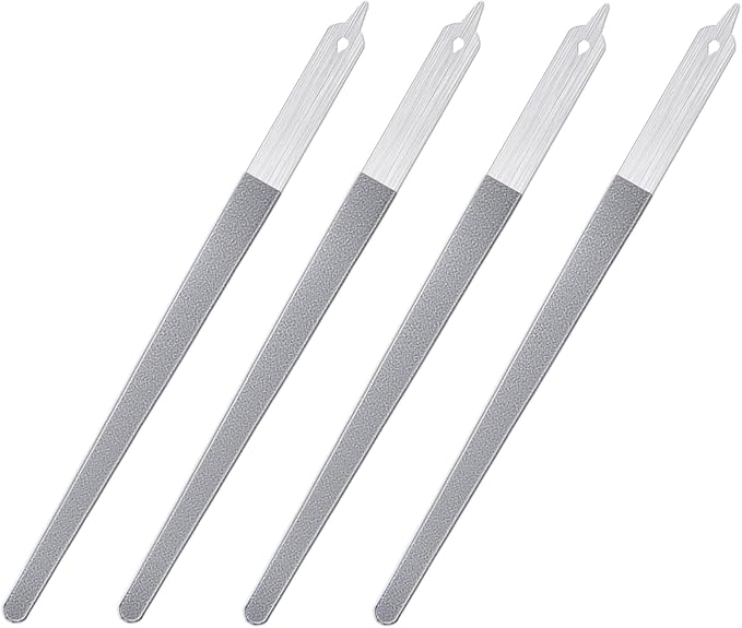 4 Pcs Diamond Deb Nail File Metal Nail File with Sharp Pointed Tip, Stainless Steel Nail Filer Metal Nail Files for Natural Nails Double Sided Manicure Pedicure Toenails Tools for Salon Home (Large)