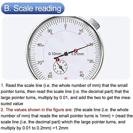 Dial Indicator Gauge 0-10mm Meter Precise 0.01mm Resolution Indicator Gauge Mesure Instrument Tool Micrometer Measuring Probes Tools