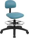 Chair Master FSS Series Square seat (19"-27") seat Height Chair. Vinyl-for Office, Garage, Desk, Shop, Computer, Doctor, Medical, Easy to Clean! 18" Footring (Aqua, Mid Stool, Self Braking Casters)