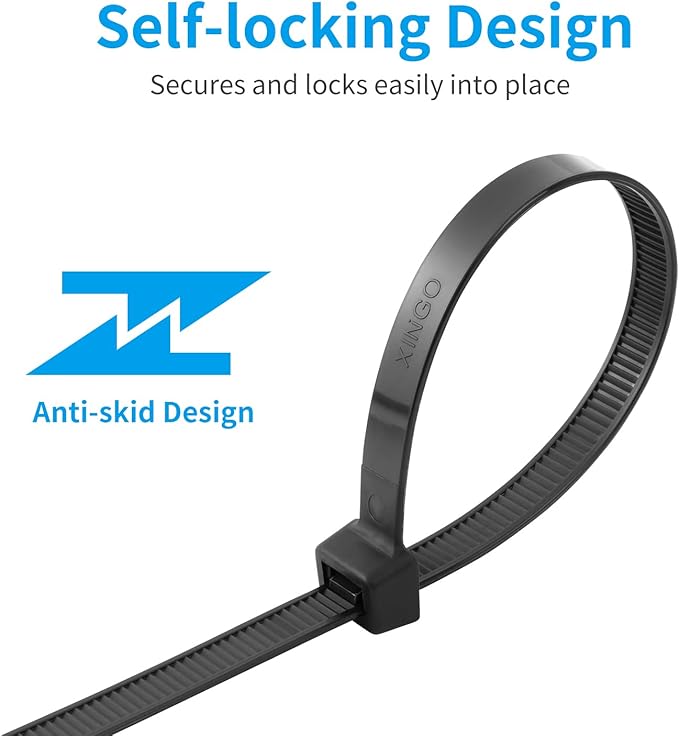 XINGO Gold 24 Inch Zip Ties Heavy Duty 100 Pack, 200 LBS Ultra Strong Plastic Wire Ties, Large Cable Ties Extra Long Tie Wraps, Indoor and Outdoor UV Resistant