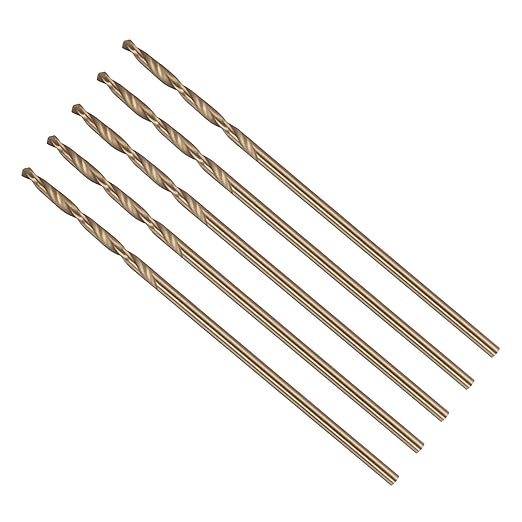 Drill Bit, #59 Cutting Diameter, 4341 HSS Gold Finish 118° Cutting Angle Number Jobber Bits - (Applications: for Drilling Soft Metal Plastic Wood), 5-Pieces