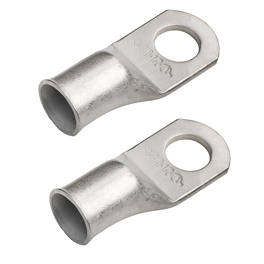 SELTERM 2pcs 3/0 AWG 1/2" Stud Tinned Copper Wire Lugs, Ring Terminals, Battery Cable Ends, 000 Gauge Ring Terminal Connectors, UL Marine Grade Electrical Terminal Connectors