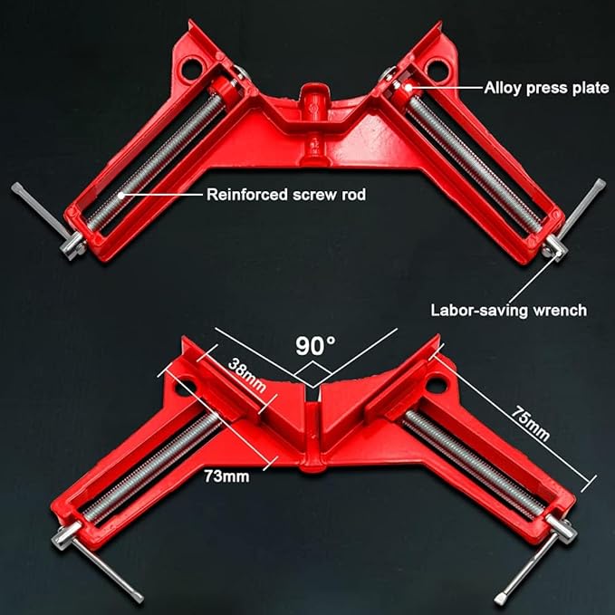 Corner Clamps for Woodworking, 90 Degree Clamps 4Pcs Corner Clamp Right Angle Clamp Carpenter Square Woodworking Tools for DIY Framing, Shelving, Welding, Fish-tanks, Cabinets,Max 75mm Width