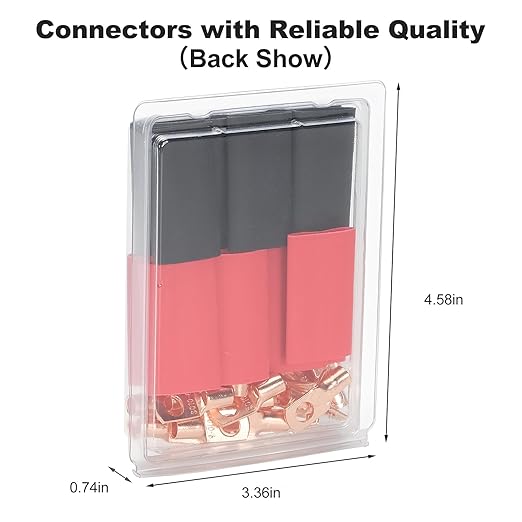 Thick Copper Electric Wire Lugs,20Pcs Bare Copper Gauge 8Awg-1/4(M6) Ring Heavy Duty Battery Cable Lugs Ends Ring Terminals Connectors with 20Pcs 3:1 Heat Shrink Tubing Assortment Kit