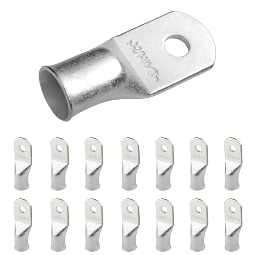 SELTERM 15pcs 2/0 AWG 1/4" Stud UL Marine Grade Battery Terminal Connectors Tinned Copper Battery Cable Lugs 00 Gauge Wire Connectors Electrical Battery Cable Ends Ring Terminals Tinned Copper Lugs