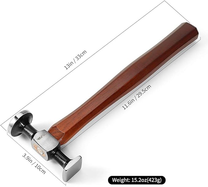 WUTA Leather Hammer Double Head Cobblers Hammer Mirror Polishing Carbon Steel Mallet for Professional Leather Craft Tool