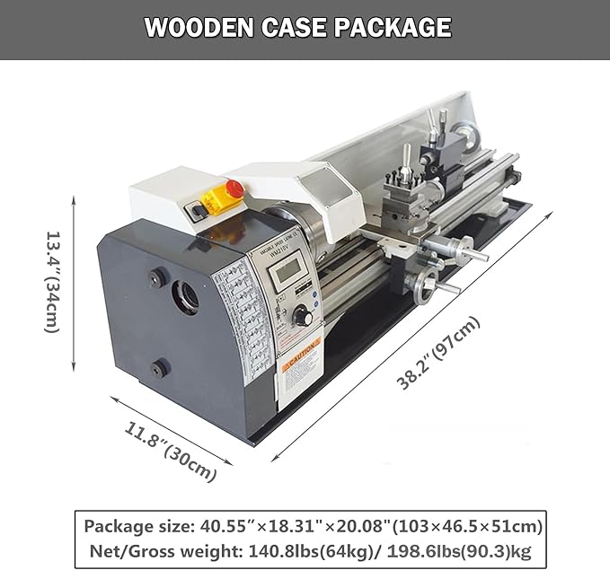 INTSUPERMAI 8"× 24" Metal Lathe Mini Precision Benchtop Metal Lathe Metric Thread Hobby DIY Metal Lathe1100W Brushless Motor Metal Turning Machine with 4 Jaw/3 Jaw Chuck 110V