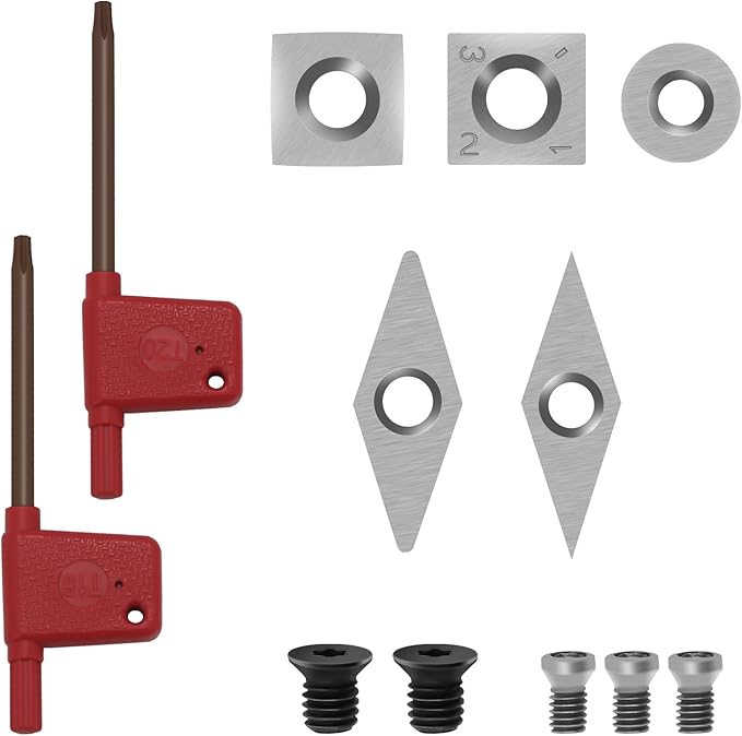 5-Pieces Carbide Tipped Woodturning Tools Lathe Chisel Set with Stainless Steel Blade, Wooden Box
