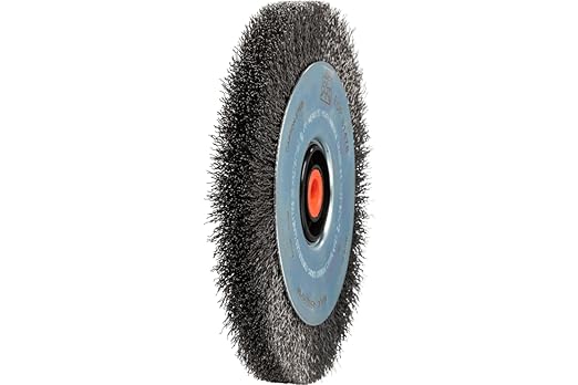 PFERD 81478 Ezmount Crimped Wheel Brush, Carbon Steel Wire, 8" Diameter, 2, 1, 3/4, 5/8" Arbor Hole, 0.014 Wire Size, 1-3/16" Trim Length, 7/8" Face Width, 4500 Maximum RPM