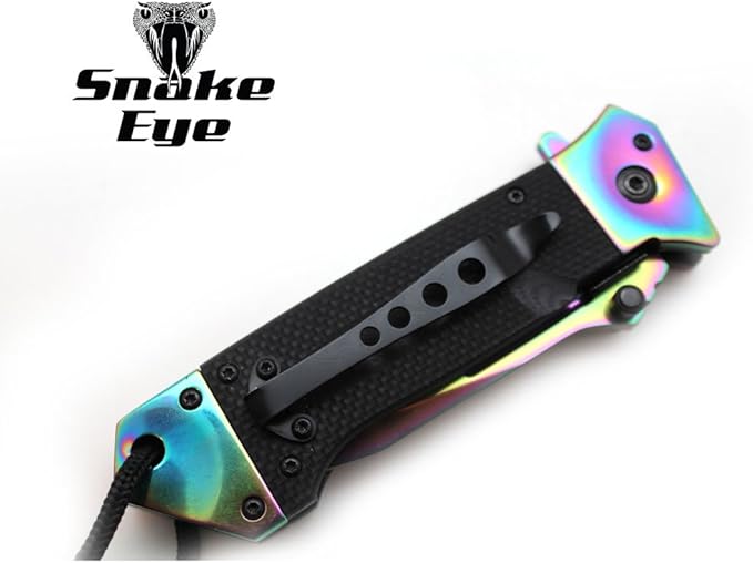 Snake Eye Tactical Heavy Duty Every Day Carry Folding Pocket Knife (Rainbow)
