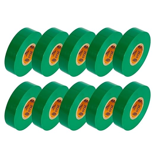 GTSE Green Electrical Tape, 240 Rolls Bulk Box – Waterproof, Industrial Grade Vinyl, 3/4 in x 66ft– Strong Self-Adhesive PVC Electric Tape for Wire Insulation, 7 Mil, 600V – UL/CSA Listed