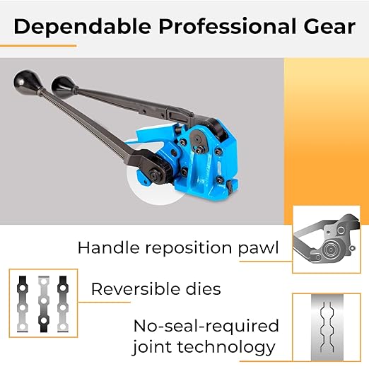 IDL Packaging IDL-17-12 Sealless Combination Tool for 1/2" Steel Strapping - 3-in-1 Tensioner, Sealer, and Cutter - Combination Metal Strapping Tool - Durable Banding Tool with Long Service Life