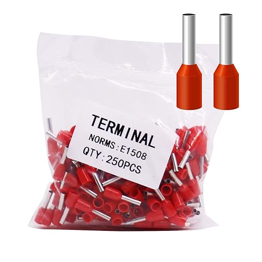 Fidioto AWG16 Wire Ferrules Terminals, 250pcs AWG16 Terminal Connector Wire Insulated Cord Pin Ends Terminals for Electric, Industrial, Chemical Industry, Power Control System, etc.