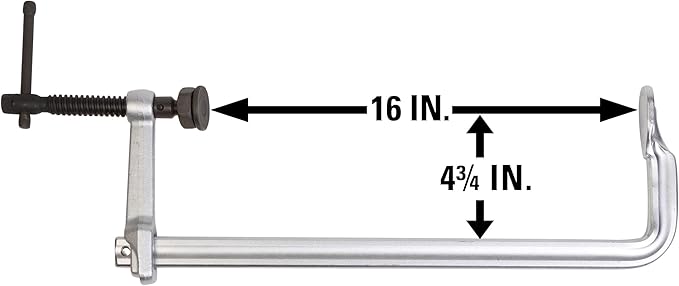 Wilton Heavy-Duty F-Clamp, 16" Opening, 4-3/4" Throat, 2660 Lbs. Clamping Force (Model GSM40)