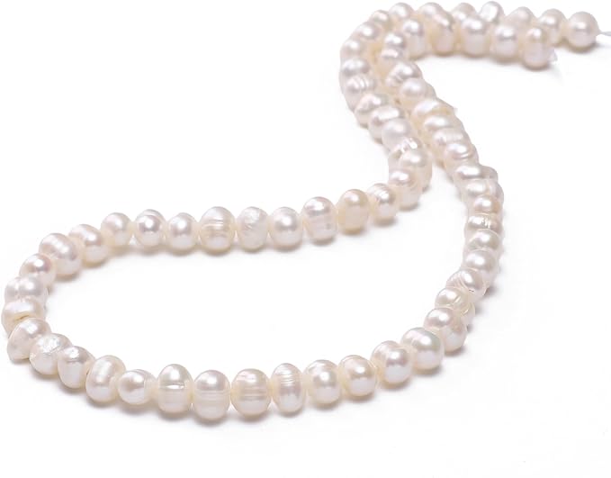Natural Pearl Beads Potato 5-6mm White Freshwater Cultured Loose Gemstone Beads for DIY Jewelry Making 13.8''/Strand HQ