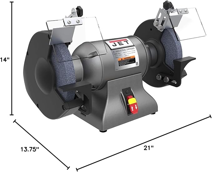 JET 8-Inch Industrial Bench Grinder, 3600 RPM, 1 HP, 115V 1Ph (Model IBG-8)