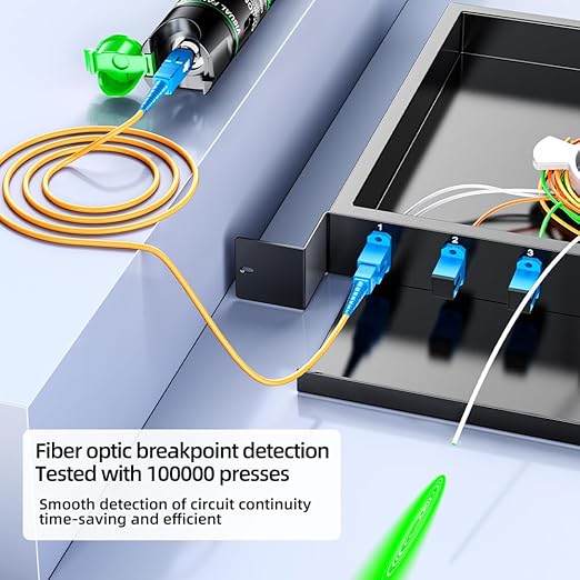 Visual Fault Locator - Green Light Fiber Optic Tester,510nm Wavelength, Compatible with SC/FC/ST/LC Interfaces, Ideal for Network