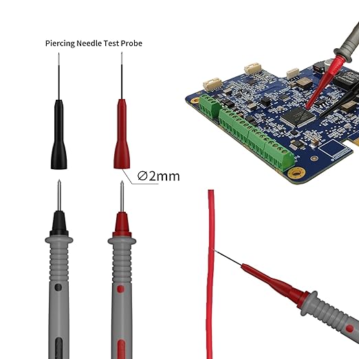 Electrical Multimeter Test Lead Kit with Soft Case Test Hook for Digital Electrical Testing Multimeter Voltmeter | 2PCS Non-Destructive Back Probes