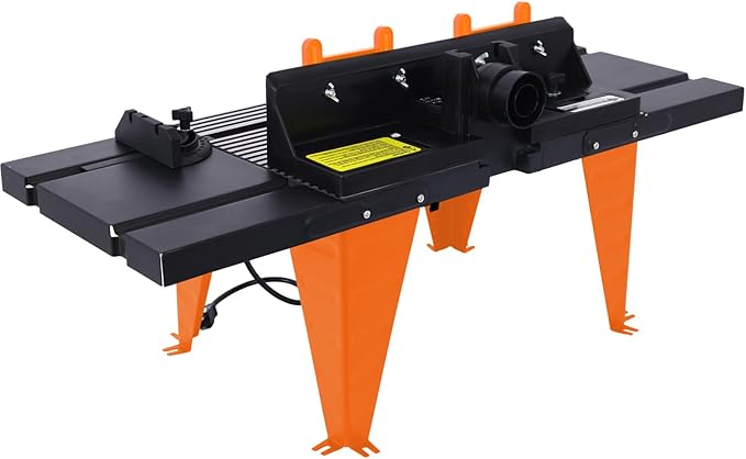 Electric Benchtop Router Table Wood Working Tool Craftsman Tool Stands Woodworking Bench Table Aluminum Strong Structure Tables for Woodworking Tasks (Black+Orange, 34")
