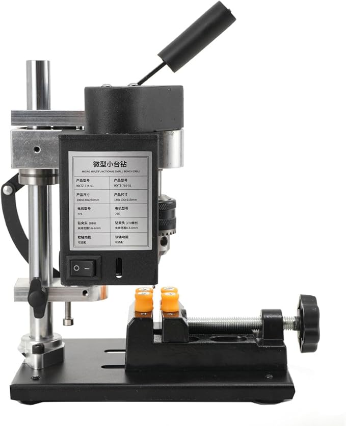 Benchtop Drill Press, Mini Drill Press, Portable Electric Drilling Machine Adjustable 7-Speed, CNC 775 Motor B10 Chuck 0.6-6mm Metal Wooden DIY Jewelry Making Crafts Tool