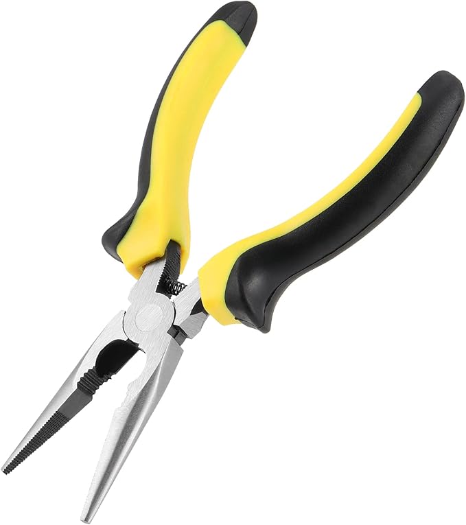 SINJEUN 15 Pack 6 Inch Needle Nose Pliers, Long Needle Nose Pliers with Wire Cutter, Insulated Handle Side Cutting Long Nose Pliers for Cutting and Bending Wire