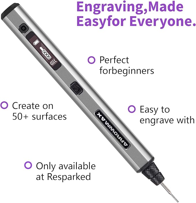 AM ARROWMAX Mini Engraving Pen: Ultimate Cordless Portable Tool for Artists & DIYers - Engrave 50+ Surfaces - Beginner Friendly - Engraving Pen for Bead, Metal, Wood, Glass and Plastic