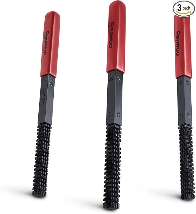 3-Piece Thread Restorer File Set, Thread Restoring Chaser Files, Thread Repair File Set in Metric SAE UNF UNC Sizes