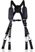 Tool Belt Suspenders – Heavy-Duty Adjustable Work Suspenders with 4 Detachable D-Loop for Construction Tool Belt (Black)
