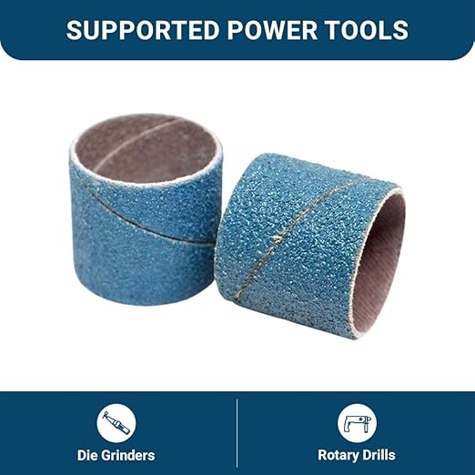 Benchmark Abrasives 1” x 1” Zirconia Sanding Bands, Spiral Bands Rotary Sander Attachment for Drill & Die Grinder, Metal Polishing Sanders for Woodworking - Sander Tool (10 Pack), 60 Grit