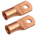 SELTERM 2pcs 1/0 AWG 1/4" Stud Copper Wire Lugs, Battery Lugs, Ring Terminals, Battery Cable Ends, 0 Gauge Ring Terminal Connectors, UL Heavy Duty Bare Copper Eyelets Battery Terminal Connectors
