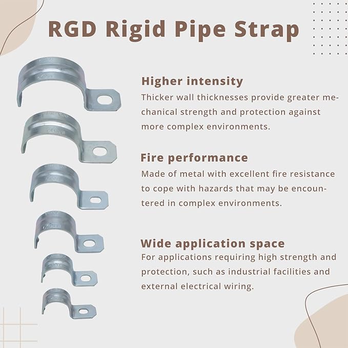 zinc plated steel pipe clamp,Steel Rigid Pipe,Holes Cable U Bracket Pipe Clamp,Electrical Conduit Straps (One Hole, 3/4 inch-50pcs)