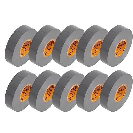GTSE Gray Electrical Tape, 240 Rolls Bulk Box – Waterproof, Industrial Grade Vinyl, 3/4 in x 66ft– Strong Self-Adhesive Grey PVC Electric Tape for Wire Insulation, 7 Mil, 600V – UL/CSA Listed