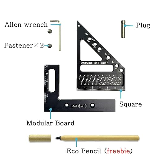 3D Aluminum Multi Functional Carpenter Square - Woodworking Square Tool and Measuring Triangle Ruler, Ideal for Angular Measurement, Drawing Right Angles & Parallel Lines in Woodwork and DIY Projects