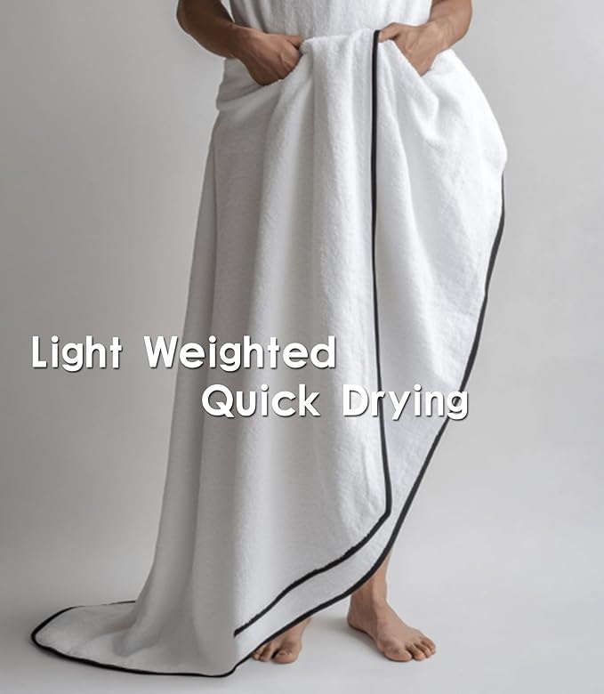 Magnetic Bath Towel, Outdoor Quick-Dry Sand-Resistant Beach Towel, 75"X35" Towel with Magnetic Closure, Super Absorbent Microfiber Towel for Travel,Swimming,Pool,Beach,Pool,Travel,Gym & Camping Black