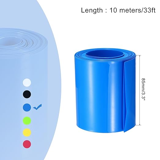 MECCANIXITY Battery Wrap PVC Heat Shrink Tubing 55mm Dia 85mm Flat 33 Feet(10meters) Blue Good Insulation for Battery Pack