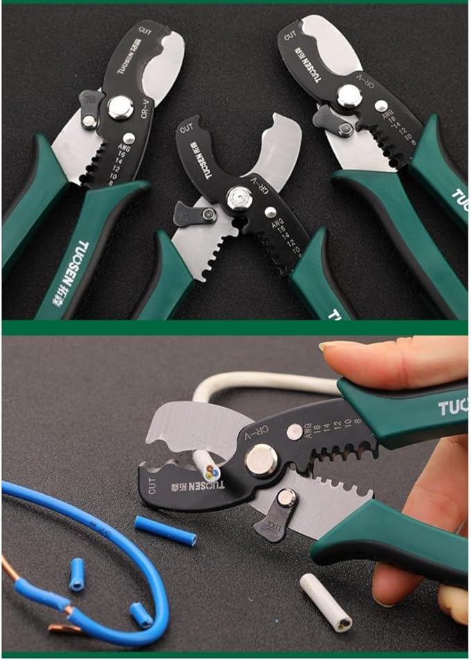 Zsling 8 Inch Inch Wire Strippers Crimpers Cutter Pliers Multi-Function Hand Tool Cable Cutting Wire Cutters