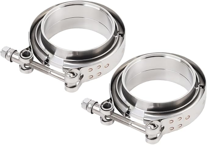 LokoCar 3.0 Inch V Band Clamp with Flange Male Female Stainless Steel 2Pcs