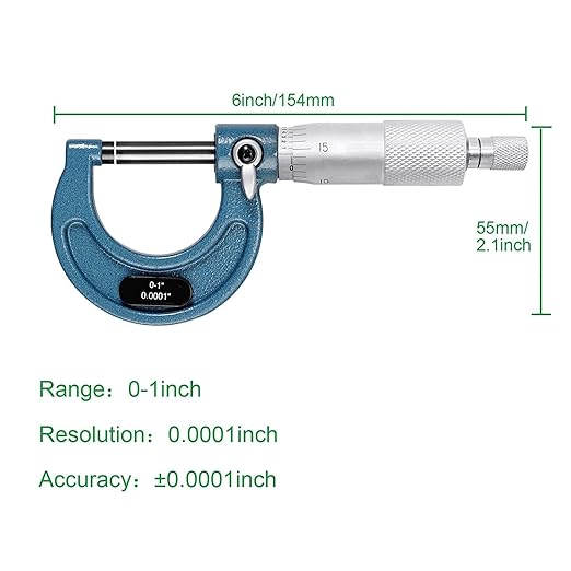 HDLNKAK Outside Micrometer, 0-1" Machinist Micrometer, 0.0001" Graduation Micrometer Set, Alloy Precision Micrometer, Machinist Tool, Micrometer Standard with Case