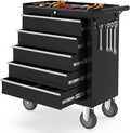 5 Drawers Metal Rolling Tool Chest, Portable Storage Tool Box with Wheels, Toolbox with Lock for Warehouse, Garage, Repair Shop and Tool Room