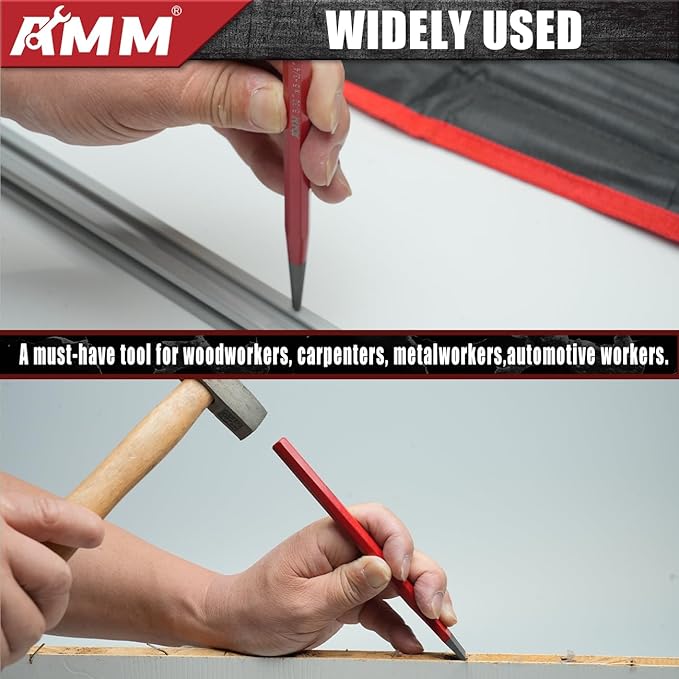 AMM 28 PCS Heavy Duty Punch and Chisel Set, Including Taper Punch, Cold Chisels, Pin Punch and Center Punch, Cr-V, Ideal for Working with Wood, Metal, Automotive, Sculpture, etc