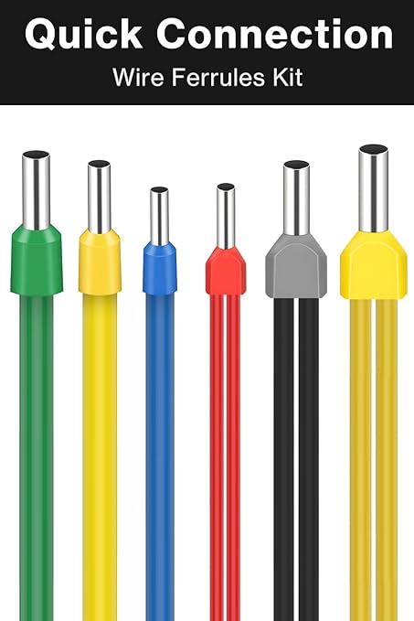 Lytool Wire-Ferrule Kit 1200pcs:Ferrule-Connectors, Double Ferrules Terminal Set, Insulated Ferrule Crimp Pins, Single Line Ferrules and Twin Wire Ferrule Set, AGW 23-6