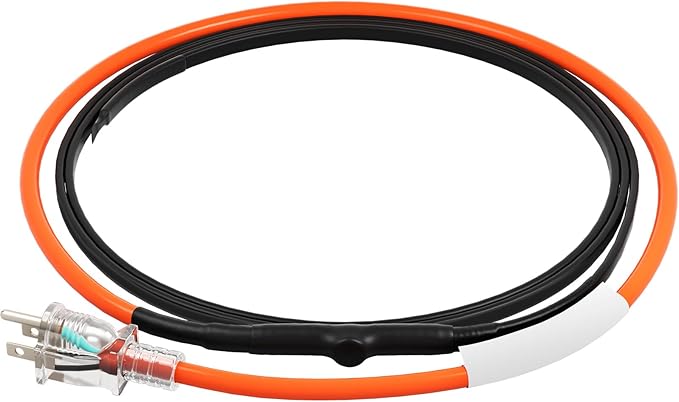 VEVOR Self-Regulating Pipe Heating Cable, 3FT 5W/FT Heat Tape for Pipes Freeze Protection, Water Pipe Heat Cable with Built-in Thermostat Protects PVC Hose, Metal and Plastic Pipe from Freezing