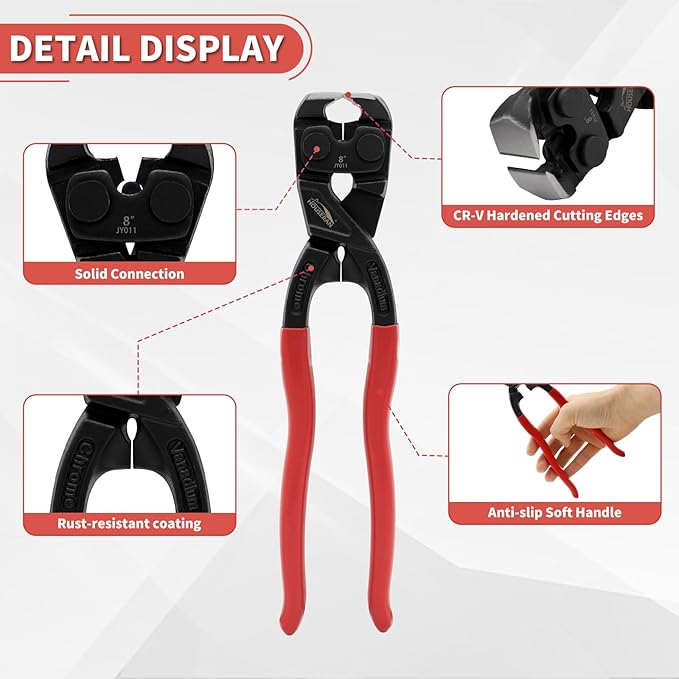 8 Inch End Cutting Pliers, Heavy Duty Nail Puller Pliers, CRV End Nippers, Carpenters Pincers, End Snips for Cutting Wires or Pulling Nails