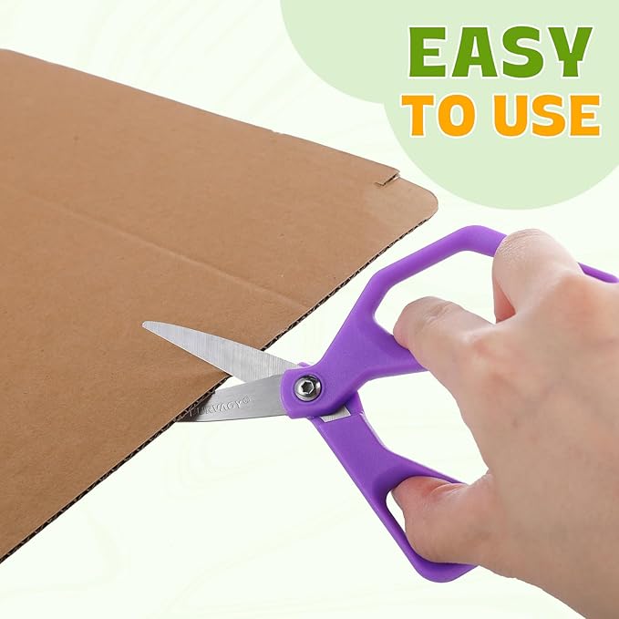 25Pack 5" Small School Student Pointed-Tip Craft Kids Scissors, Stainless Steel Blades Comfort Grip 5 Inch Safety Scissors Bulk for Kids Children Toodler Cutting Paper Crafting