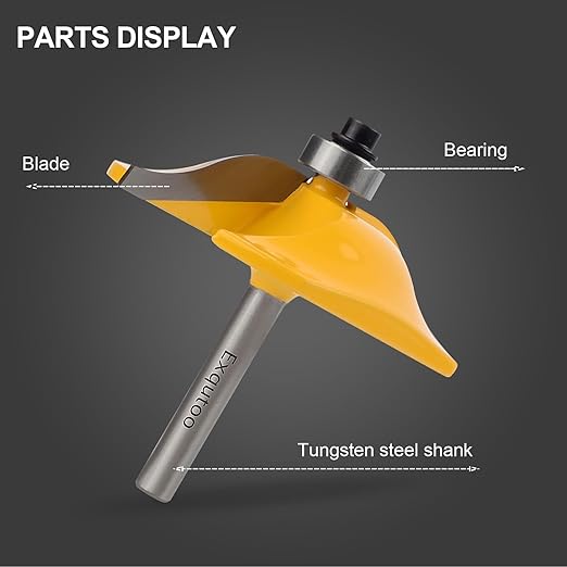 3PCS 1/4" Shank Router Bit Set, Raised Panel Cabinet Door Making Router Bits, Cemented Carbide Router Bits, Woodworking Tools Router Door & Window Bits (Tenon Joint Cutter Diameter: 1-3/4")