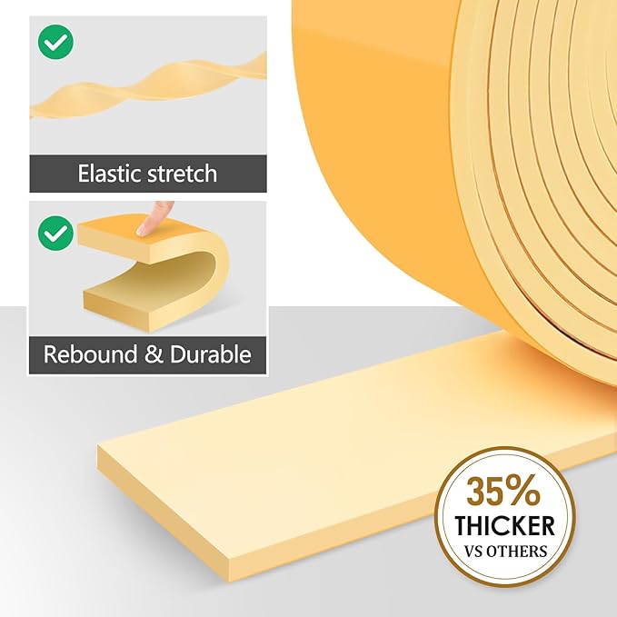 Pipe Insulation Tape, Outdoor Water Pipe Insulation Wrap, Foam Insulation Tape for Outdoor Pipes Winter Freeze Protection, Heat Tape for Water Pipes, Copper Pipes, PVC, AC Line, 3in x 15ft, Beige