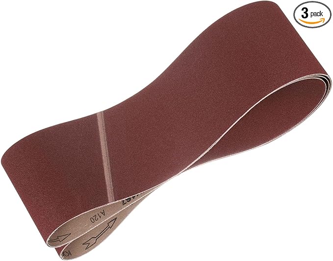 HARFINGTON 4 x 132 Inch Sanding Belts, 3 Pcs 120 Grit Aluminum Oxide Abrasive Belt Sander File Belt for Woodworking, Metal Polishing, Knife Sharpener