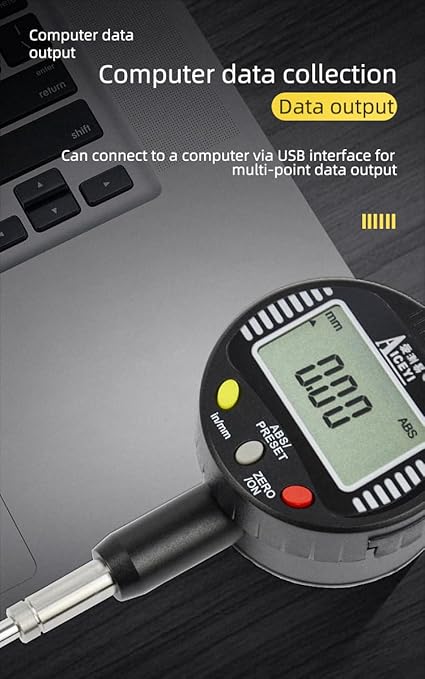 Digital dial Gauge, Range 0-0.5in/12mm, Accuracy 0.00004 in/0.001 mm, high Sensitivity, Industrial Grade Quality, Multiple Measurement scenarios, Precise Measurement